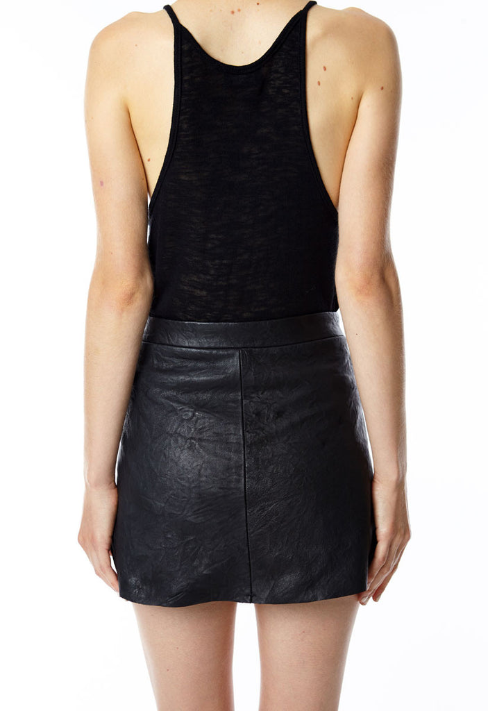 Leather Zipper Front Skirt